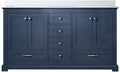 Dukes 60 in. W x 22 in. D Navy Blue Double Bath Vanity and Cultured Marble Top