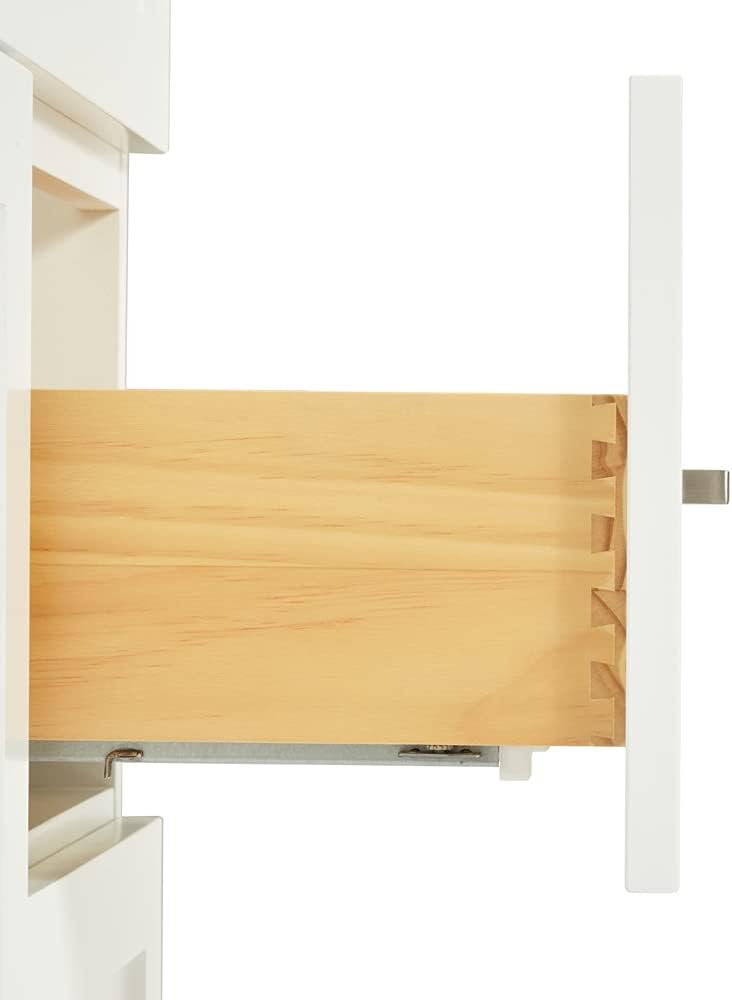 ARIEL Hamlet 54-inch Bathroom Vanity with Sink,Solid Wood, 1.5-inch Pure White Quartz Countertop & Backsplash, Single Rectangular Porcelain Sink, 2 Soft Closing Doors, 4 Dovetail Drawers, White