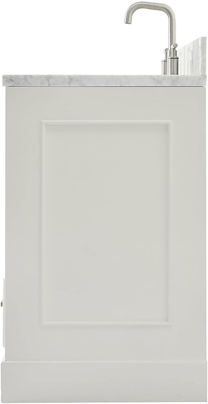 ARIEL Stafford 30-inch Bathroom Vanity with Sink,Solid Wood, 0.75-inch Italian Carrara Marble Countertop & Backsplash, Single Oval Porcelain Sink, 2 Soft Closing Doors, 1 Dovetail Drawers, White