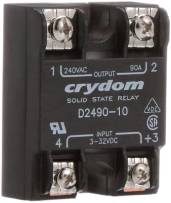 D2490-10, Solid State Relay, Panel Mt, Load: 24-280VAC 90 A, Control: 3-32VDC, Screw Terminal