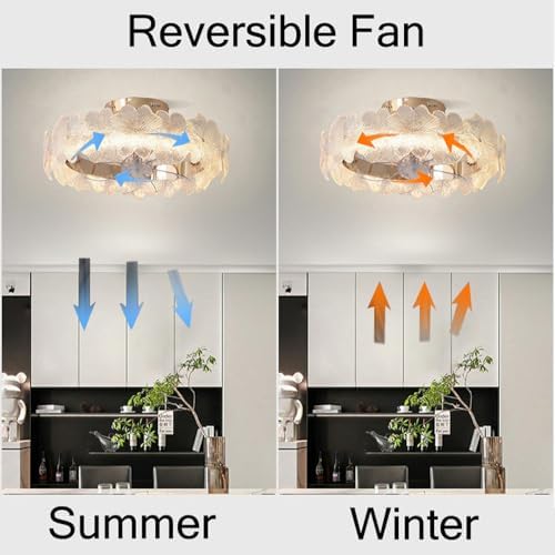 Ceiling Fan with Light Remote - Reversible Dimmable LED Pink Crystal Flower Fan for Girls Bedroom, Living Room, Nursery - 360° Rotating Kid-Friendly Design