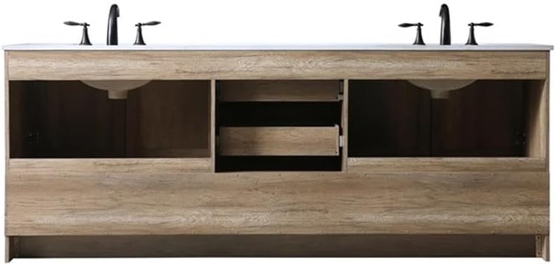 Elegant Kitchen and Bath Soma 84' Solid Wood Double Bathroom Vanity in Oak