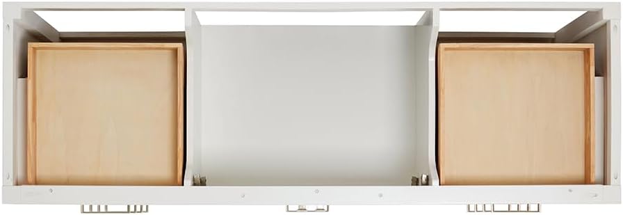 ARIEL Cambridge 66-inch Bathroom Vanity with Sink,Solid Wood, 1.5-inch Pure White Quartz Countertop & Backsplash, Single Rectangular Porcelain Sink, 2 Soft Closing Doors, 9 Dovetail Drawers, White