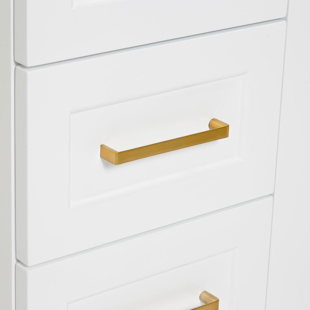 ARIEL Taylor 48-inch Bathroom Vanity with Sink,Solid Wood, 0.75-inch Italian Carrara Marble Countertop, Single Rectangular Porcelain Sink, 2 Soft Closing Doors, 9 Dovetail Drawers, White