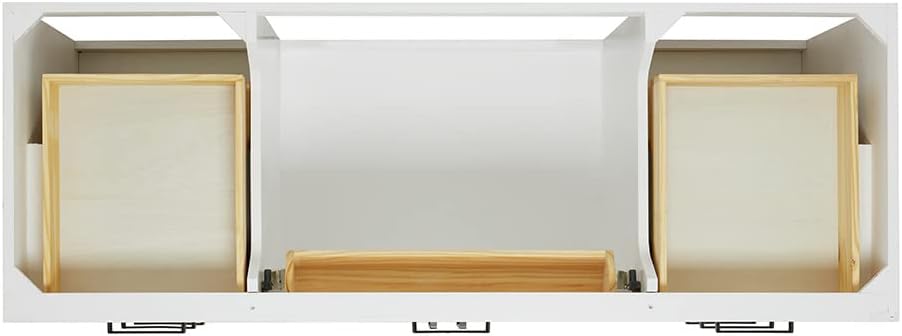 ARIEL Hepburn 60-inch Bathroom Vanity with Sink,Solid Wood, 0.75-inch Italian Carrara Marble Countertop, Single Rectangular Porcelain Sink, 2 Soft Closing Doors, 9 Dovetail Drawers, White