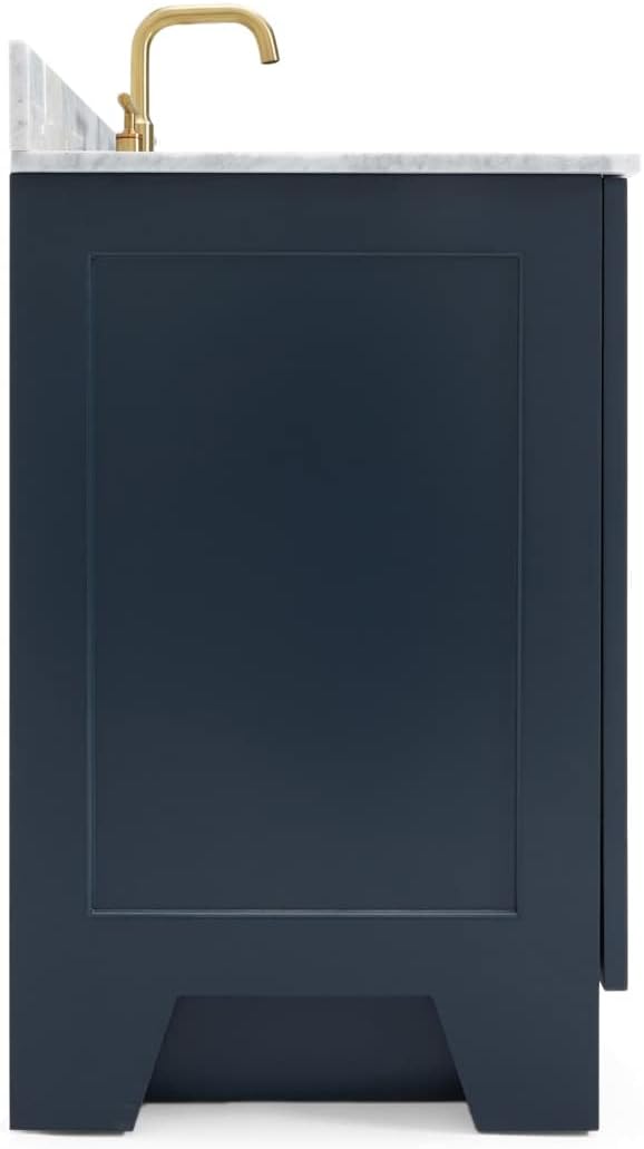 ARIEL Taylor 42-inch Bathroom Vanity with Sink,Solid Wood, 0.75-inch Italian Carrara Marble Countertop, Single Rectangular Porcelain Sink, 2 Soft Closing Doors, 5 Dovetail Drawers, Midnight Blue