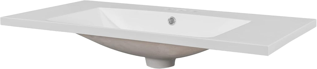 Harper & Bright Designs 36' Ceramic Bathroom Vanity Sink Top, Modern Vanity Top for Cabinet, Undermount Vanity Sink with Overflow, White athroom Countertop