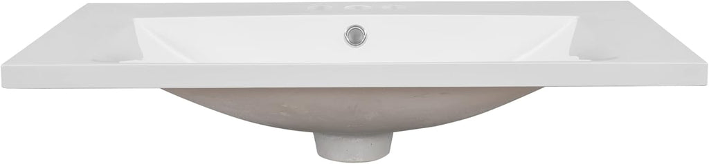 Harper & Bright Designs 30' Ceramic Bathroom Vanity Sink Top, Modern White Vanity Top for cabinet, Undermount Bathroom Vanity Sink with Overflow, Pre-Drilled 3 Holes faucet Countertops