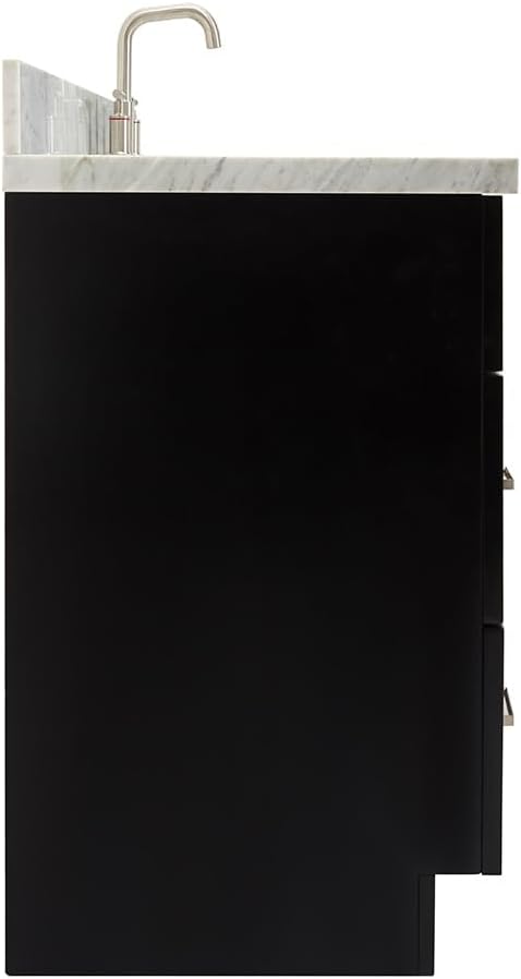 ARIEL Hamlet 42-inch Bathroom Vanity with Sink,Solid Wood, 1.5-inch Italian Carrara Marble Countertop, Single Rectangular Porcelain Sink, 2 Soft Closing Doors, 2 Dovetail Drawers, Black