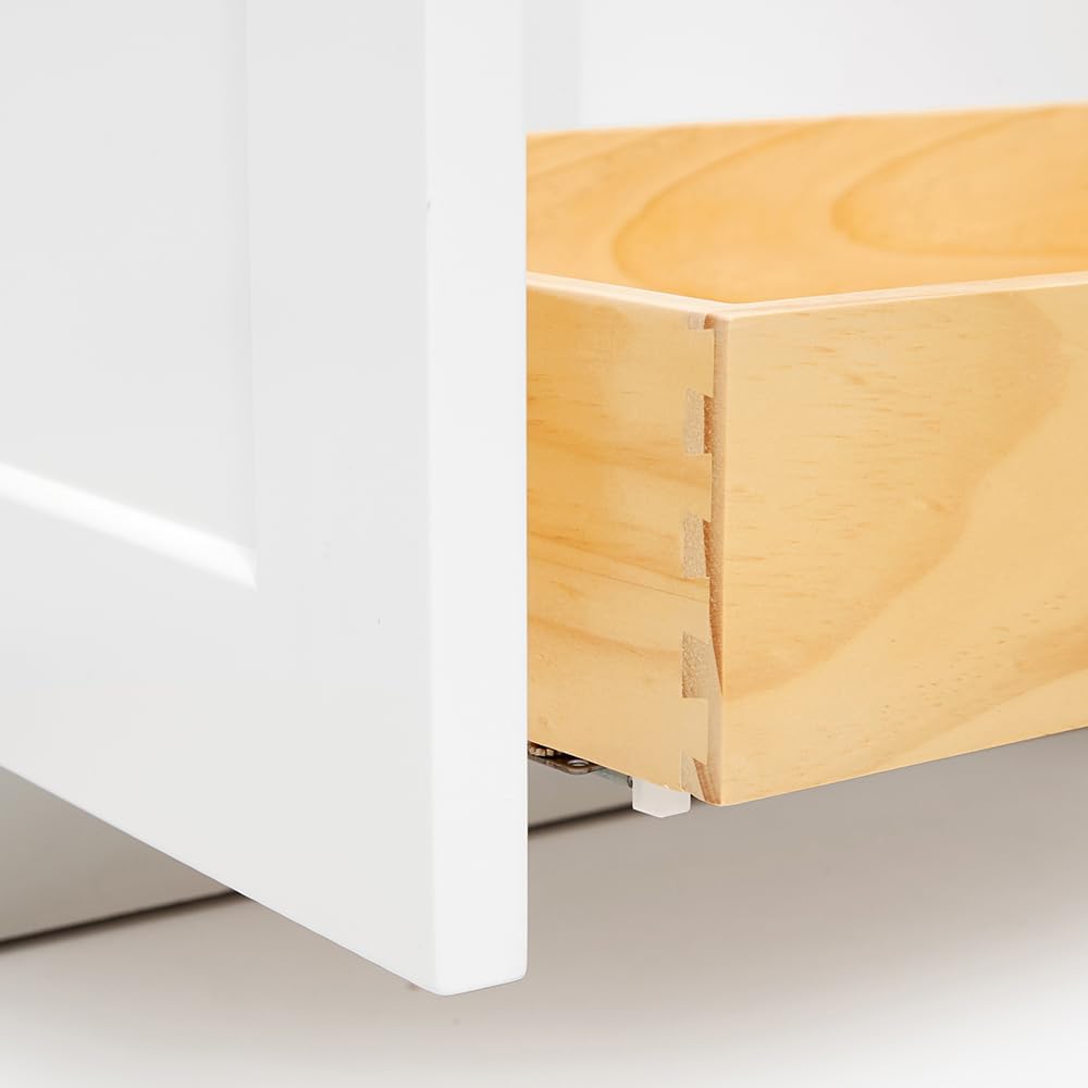 ARIEL Taylor 42-inch Bathroom Vanity with Sink,Solid Wood, 1.5-inch Pure White Quartz Countertop & Backsplash, Single Oval Porcelain Sink, 2 Soft Closing Doors, 5 Dovetail Drawers, White