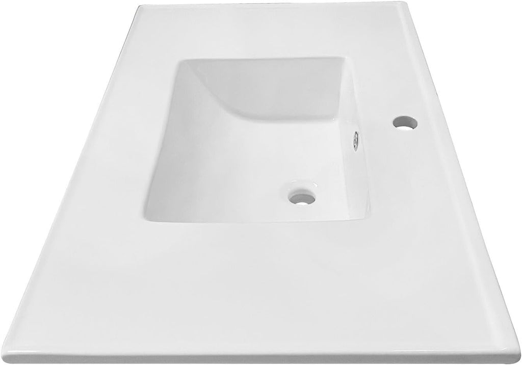 Kingston Brass LBT372271 Continental 37-Inch Ceramic Vanity Sink Top (1 Hole) in White