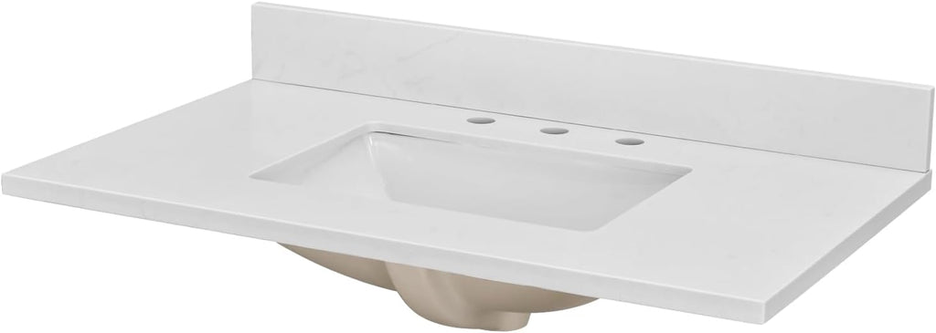 36 in. W x 4 in. H Engineered Stone Backsplash for Bathroom Vanity Sink Top in Ariston White