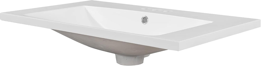 Harper & Bright Designs 30' Ceramic Bathroom Vanity Sink Top, Modern White Vanity Top for cabinet, Undermount Bathroom Vanity Sink with Overflow, Pre-Drilled 3 Holes faucet Countertops