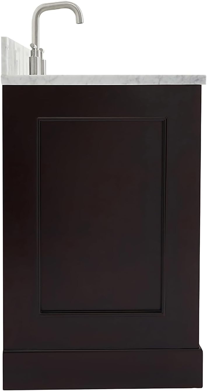 ARIEL Stafford 30-inch Bathroom Vanity with Sink,Solid Wood, 0.75-inch Italian Carrara Marble Countertop & Backsplash, Single Oval Porcelain Sink, 2 Soft Closing Doors, 1 Dovetail Drawers, Espresso