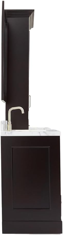 ARIEL Stafford 84-inch Bathroom Vanity with Sink,Solid Wood, 1.5-inch Italian Carrara Marble Countertop, Double Rectangular Porcelain Sink, 5 Soft Closing Doors, 6 Dovetail Drawers, Espresso