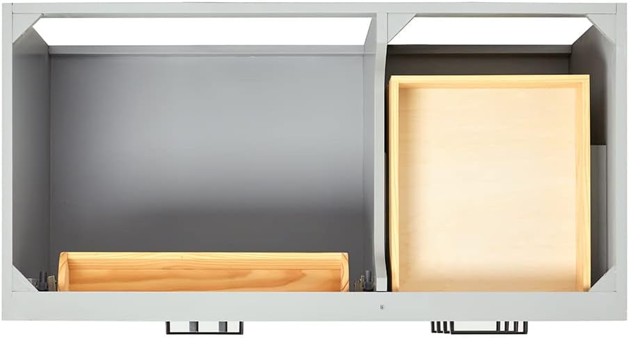 ARIEL 42' Gray Single Bathroom Vanity with Sink, 1.5' Edge Italian Carrara Marble Top, Solid Wood Frame, Rectangular Undermount Sink, 2 Soft Closing Doors, 9 Dovetail Drawers