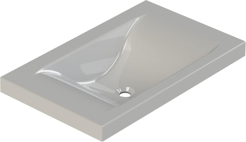 Liftbridge Kitchen & Bath 31 in. W x 19 in. D x 5 in. H Siena White Cultured Marble Top Sink with optional faucet drill-out guides
