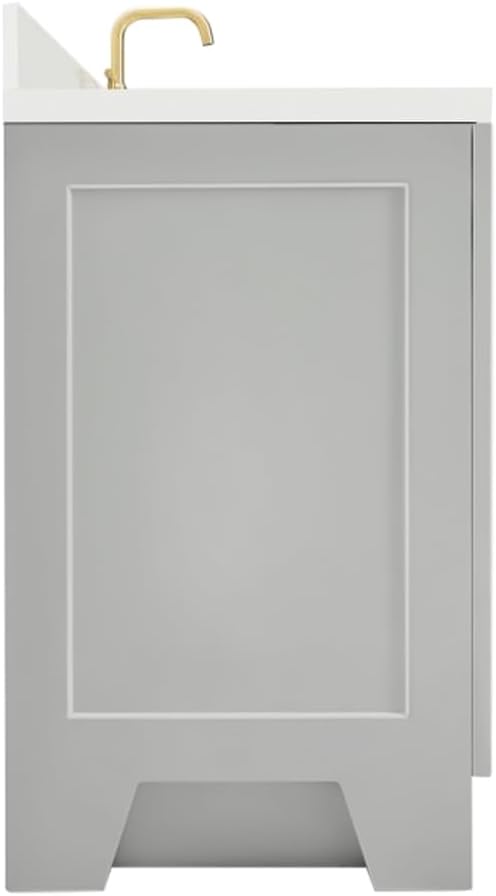 ARIEL Taylor 42-inch Bathroom Vanity with Sink,Solid Wood, 1.5-inch Pure White Quartz Countertop & Backsplash, Single Oval Porcelain Sink, 2 Soft Closing Doors, 5 Dovetail Drawers, Grey