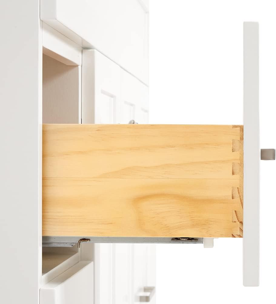 ARIEL Hamlet 42-inch Bathroom Vanity with Sink,Solid Wood, 1.5-inch Pure White Quartz Countertop & Backsplash, Single Oval Sink, 2 Soft Closing Doors, 4 Dovetail Drawers, White