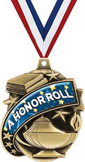 Crown Awards Honor Roll Medals - 2' Kudos A Honor Roll Academic Excellence Award Medals Gold Prime