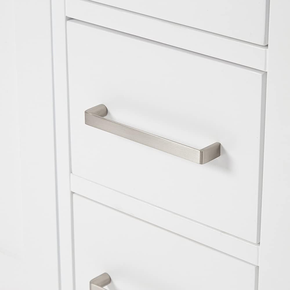 ARIEL Cambridge 48-inch Bathroom Vanity with Sink,Solid Wood, 1.5-inch Italian Carrara Marble Countertop, Single Rectangular Porcelain Sink, 2 Soft Closing Doors, 9 Dovetail Drawers, White