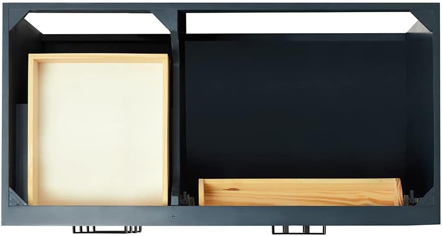 ARIEL Hepburn 43' Inch Right Offset Oval Sink Vanity with 0.75 Inch Edge Carrara White Countertop in Midnight Blue