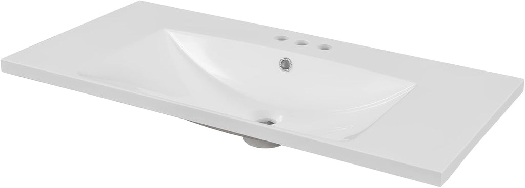 Harper & Bright Designs 36' Ceramic Bathroom Vanity Sink Top, Modern Vanity Top for Cabinet, Undermount Vanity Sink with Overflow, White athroom Countertop