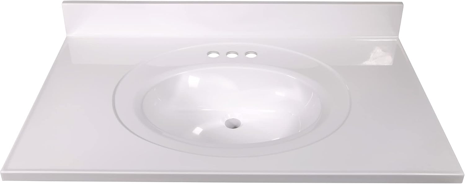 Design House Brookings 37 Inch Bathroom Vanity with Top, Ready to Assemble, Brown, 585836
