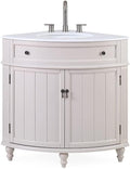 Tennant Brand 24 inch Triadsville Small Corner Bathroom Vanity with Sink and White Quartz top (Taup)