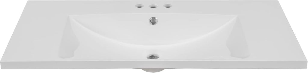 Harper & Bright Designs 36' Ceramic Bathroom Vanity Sink Top, Modern Vanity Top for Cabinet, Undermount Vanity Sink with Overflow, White athroom Countertop