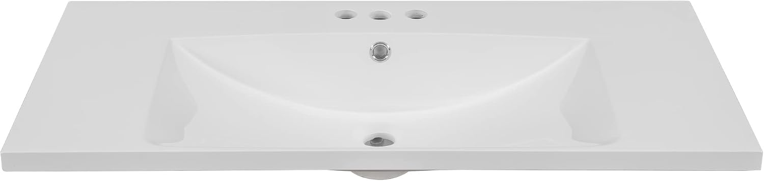 36' Bathroom Vanity Top Only, Drop-in Ceramic Sink with Pre-drilled 3 Holes and Overflow Hole