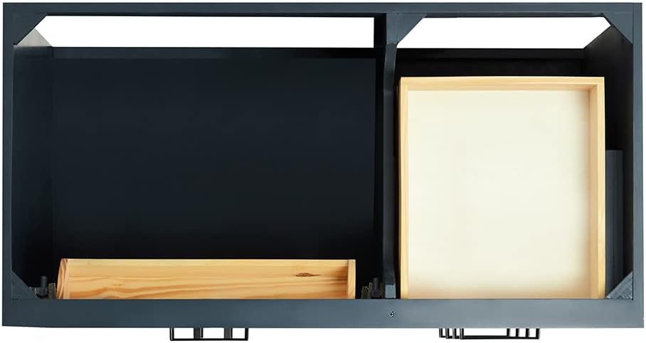 ARIEL Hepburn 43' Inch Left Offset Rectangle Sink Vanity with 1.5' Edge Pure White Quartz Countertop in Midnight Blue