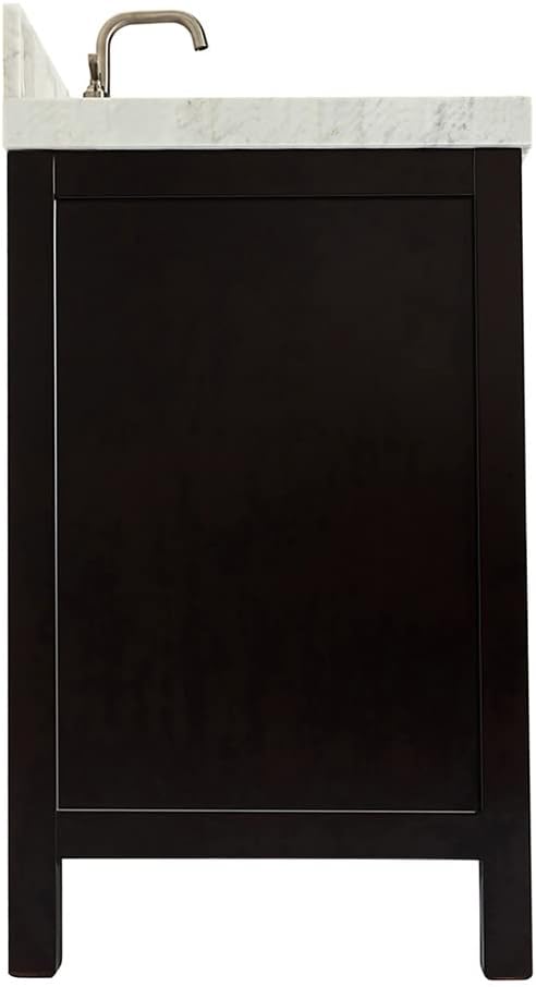 ARIEL Cambridge 36-inch Bathroom Vanity with Sink,Solid Wood, 2-inch Italian Carrara Marble Countertop, Single Rectangular Porcelain Sink, 2 Soft Closing Doors, 5 Dovetail Drawers, Espresso