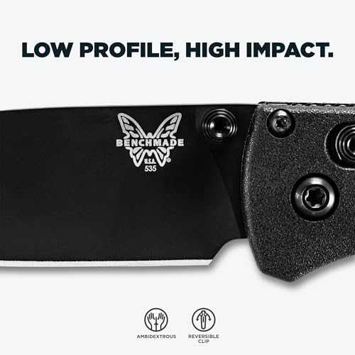 Benchmade - Mini Bugout, Outdoor, EDC Folding Knife, Drop-Point Blade with Black Carbon Fiber Handle (533-3)
