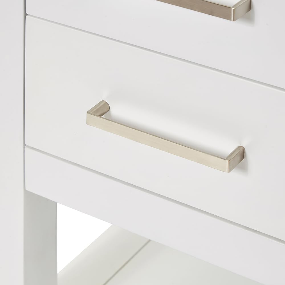 ARIEL Magnolia 48-inch Bathroom Vanity with Sink,Solid Wood, 0.75-inch Italian Carrara Marble Countertop, Single Rectangular Porcelain Sink, 2 Soft Closing Doors, 6 Dovetail Drawers, White