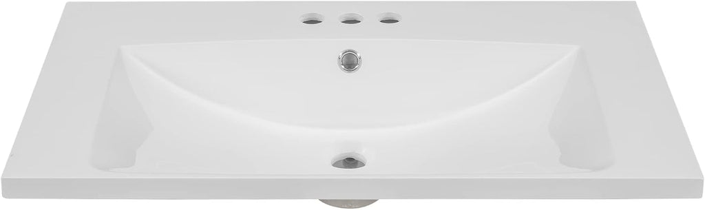 Harper & Bright Designs 30' Ceramic Bathroom Vanity Sink Top, Modern White Vanity Top for cabinet, Undermount Bathroom Vanity Sink with Overflow, Pre-Drilled 3 Holes faucet Countertops