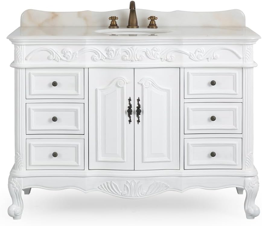 42' Traditional Style Antique White Beckham Bathroom sink vanity SW-3882W-AW-42