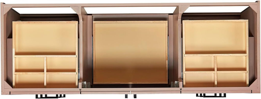 ARIEL Loren 60-inch Bathroom Vanity with Sink,Solid Wood, 1.5-inch Carrara White Quartz Countertop, Single Oval Porcelain Sink, 2 Soft Closing Doors, 7 Dovetail Drawers, Mocha