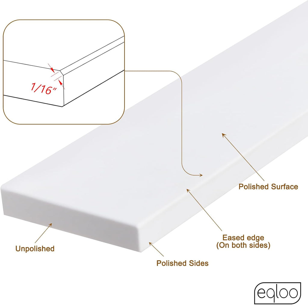 48 Inch Backsplash in Pure White, Quartz Backsplash for Bathroom Vanity Sink Top, 48 in. W x 4 in. H Universal Bathroom Vanity Backsplashes
