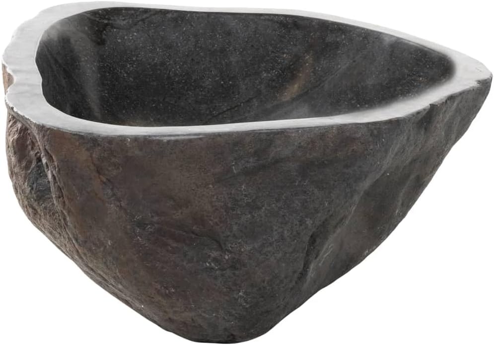 vidaXL Wash Basin, Bathroom Sink Bath Wash Bowl, Vanity Sink Bathroom Basin Small Bathroom Sink, Countertop Wash Basin Wash Sink, River Stone Oval