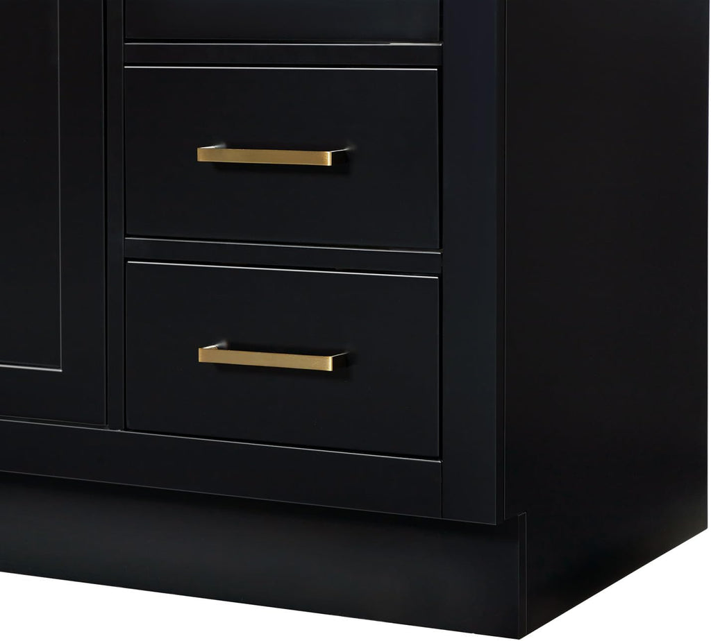 ARIEL Hepburn 54-inch Bathroom Vanity Base Cabinet,Solid Wood, 2 Soft Closing Doors, 9 Dovetail Drawers, Black