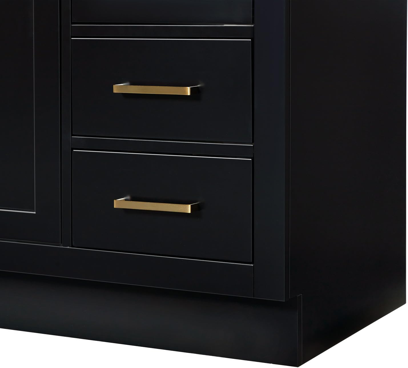 ARIEL Hepburn 54-inch Bathroom Vanity Base Cabinet,Solid Wood, 2 Soft Closing Doors, 9 Dovetail Drawers, Black