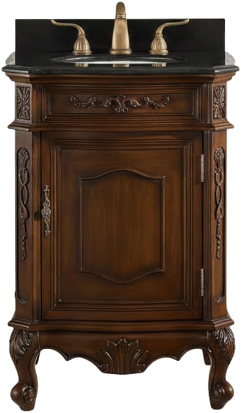 Tennant Brand 24' Classic Petite Powder Room Single Sink Bathroom Vanity (Black top)