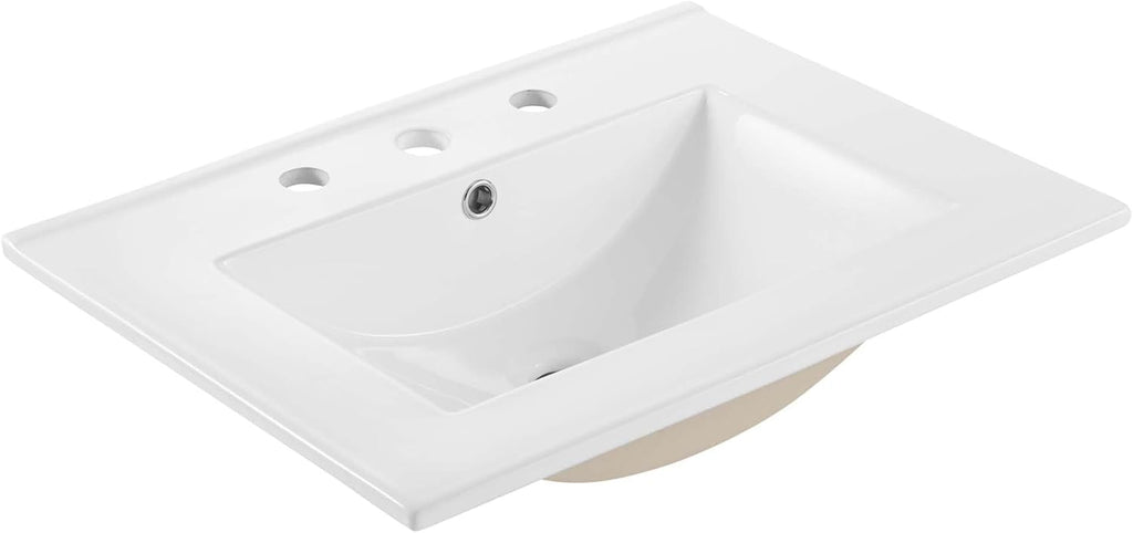 Modway Render 62 Inch Mid-Century Modern Floating Bathroom Vanity with Double Sink in Walnut White – Wall-Mount Vanity with Storage Cabinet and Dual Ceramic Sinks