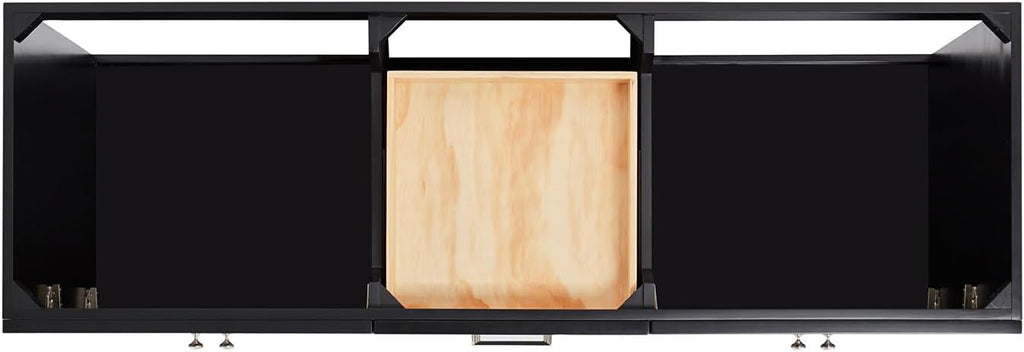 ARIEL Hamlet 66-inch Bathroom Vanity with Sink,Solid Wood, 1.5-inch Italian Carrara Marble Countertop, Double Rectangular Porcelain Sink, 4 Soft Closing Doors, 3 Dovetail Drawers, Black