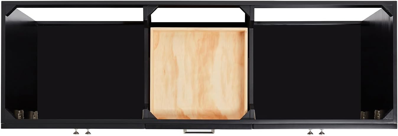 ARIEL Hamlet 66-inch Bathroom Vanity with Sink,Solid Wood, 1.5-inch Italian Carrara Marble Countertop, Double Rectangular Porcelain Sink, 4 Soft Closing Doors, 3 Dovetail Drawers, Black