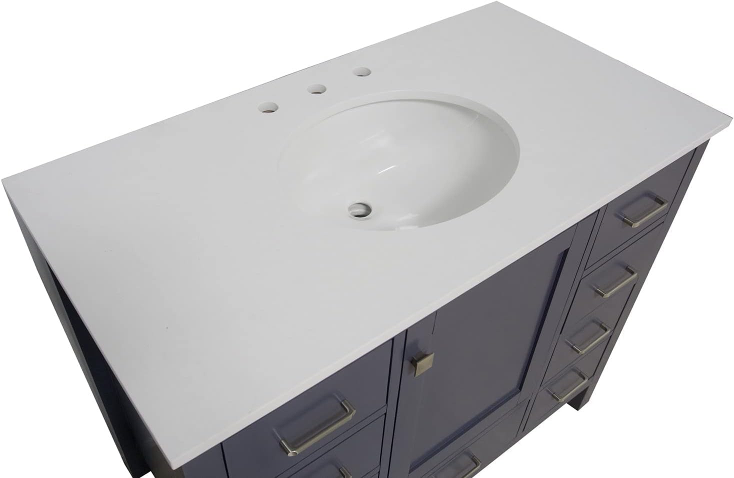 Horizon 42-inch Bathroom Vanity (Engineered White/Marine Gray): Includes Marine Gray Cabinet with Engineered White Countertop and White Ceramic Sink