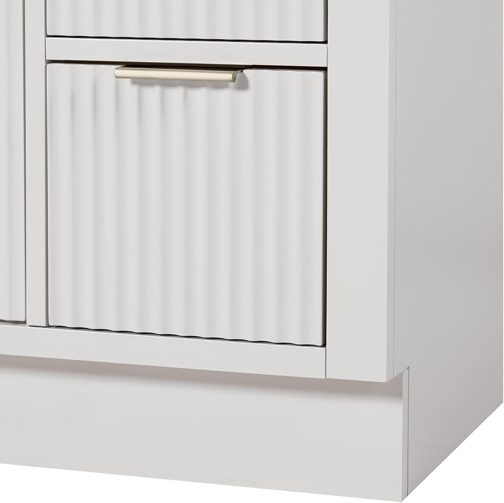 ARIEL Milan 60-inch Bathroom Vanity with Sink,Solid Wood, 1.5-inch Carrara White Quartz Countertop & Backsplash, Single Oval Porcelain Sink, 2 Soft Closing Doors, 6 Dovetail Drawers, Warm White