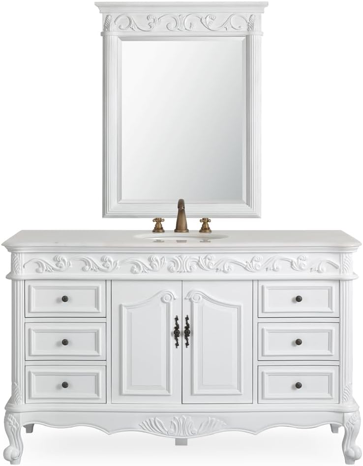 56 Antique White Beckham Bathroom Sink Vanity Model CF-3882W-AW-56