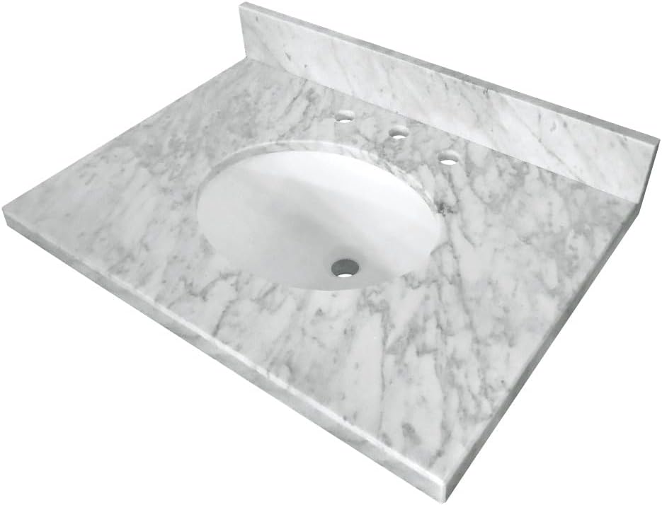 Kingston Brass KVPB3022M38 Fauceture Templeton Vanity with Tops with 17' x 14' Undermount Sink, 30' L x 22' W x 12-1/4' D, Carrara Marble White